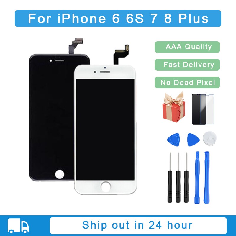 AAA+++ Pantalla For iPhone 6 6s 7 8 Plus LCD Display With 3D Touch Screen Digitizer Assembly Replacement No Dead Pixel True Tone