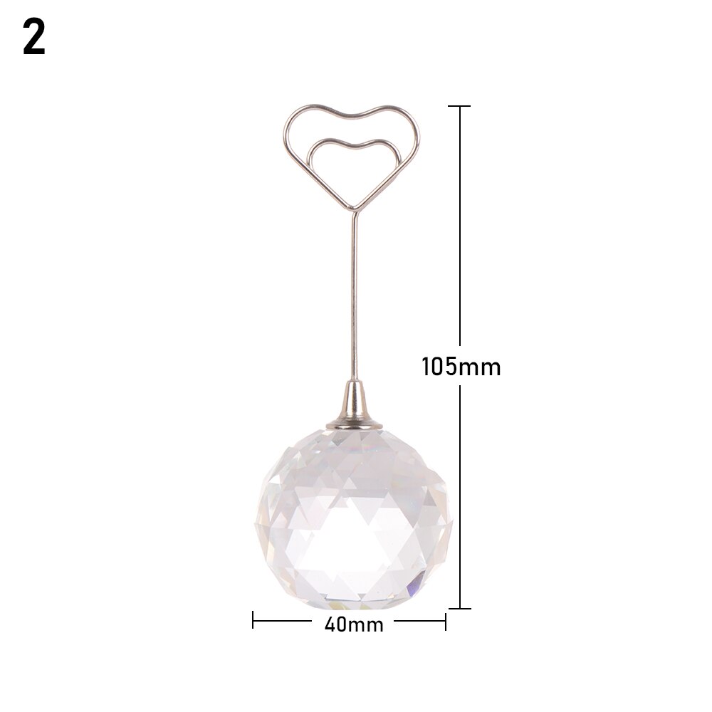 For Wedding Party Supplie Romantic Heart Shape Photo Clip Table Number Stand Desktop Decor Clear Crystal Diamond Place Card Hold: 2
