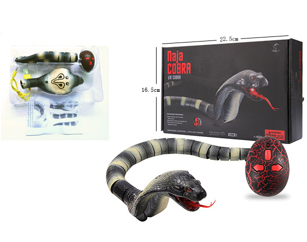 Jouet serpent Cobra De Brinquedo électronique assemblé, animaux De compagnie, télécommande infrarouge, Simulation De serpent à sonnette avec USB: black