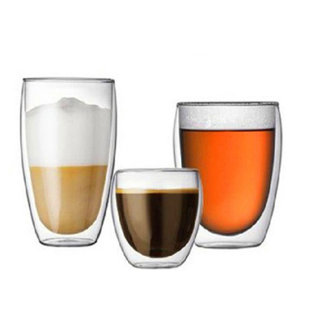High Borosilicate Double Wall Glass Beer Espresso Coffee Cup Set Heat-resistant Handmade Tumbler Tea Whiskey Glass