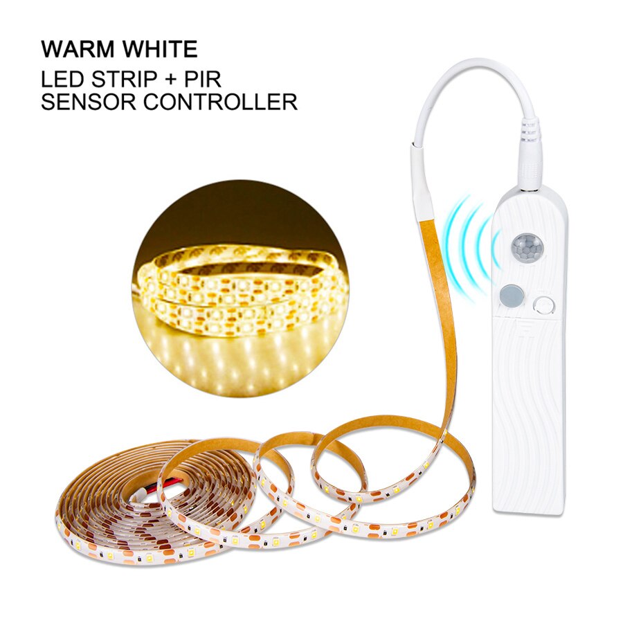 1-3M PIR Motion Sensor Nachtlampje 5V 2835 SMD Flexibele LED Strip Usb-poort Trappen Keuken light Kast TV Backlight Verlichting: PIR Sensor warmwhite / 2m
