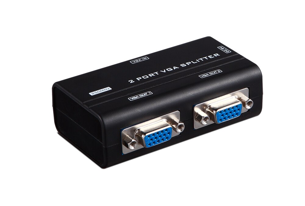 2 or 4 Port VGA Splitter Plastic 250MHz Plastic HD 1920X1440 Video Switch Signal Monitor Amplifier Black 30 Meters Stackable: MT-2502AS 2 Ports