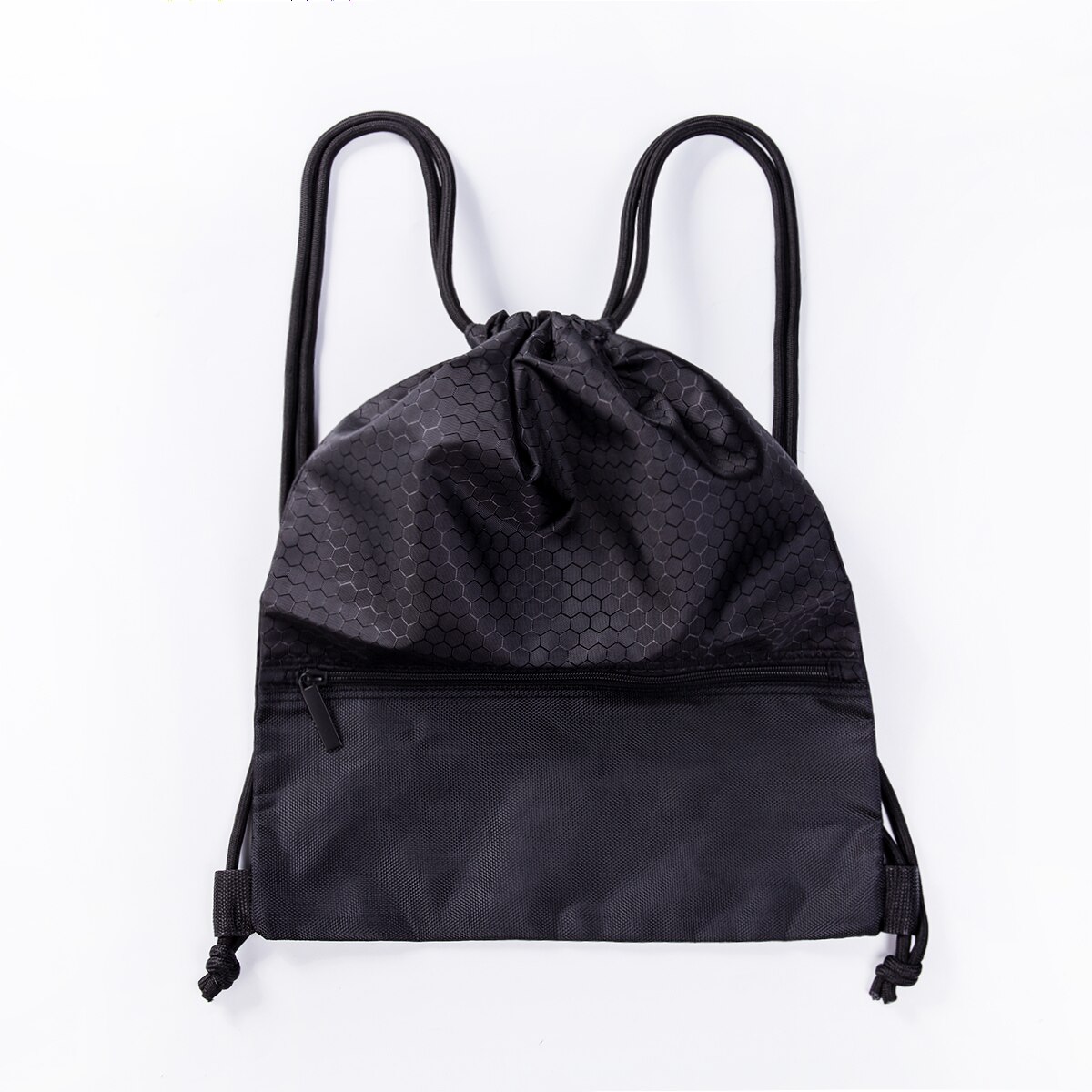 Portable Drawstring Bag Students Backpack Waterproof Sports Riding Backpack Gym Drawstring Shoes Clothes Organizer Pack: Black