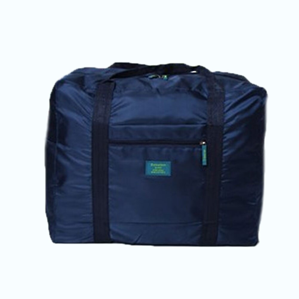 Foldable Waterproof Nylon Travel Bags Women Men Large Capacity Folding Suitcase Storage Bag Shoulder Bags Weekend Bag: Deep Blue