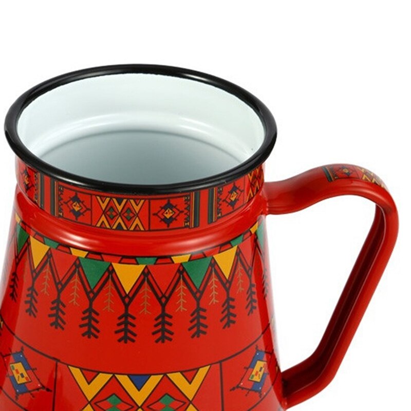 1.2L Enamel Coffee Pot Pour Over Milk Water Jug Pitcher Barista Teapot Kettle for Gas Stove and Induction Cooker