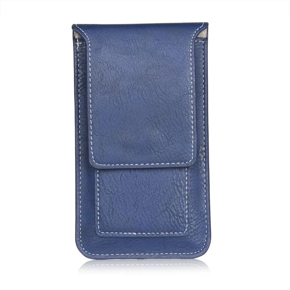 Fulaikate multifunctionele heuptas voor iphone 6 7 plus hoesje 5.5 inch universele holster voor note 4 note 3 etui met kaartvak: Donkerblauw