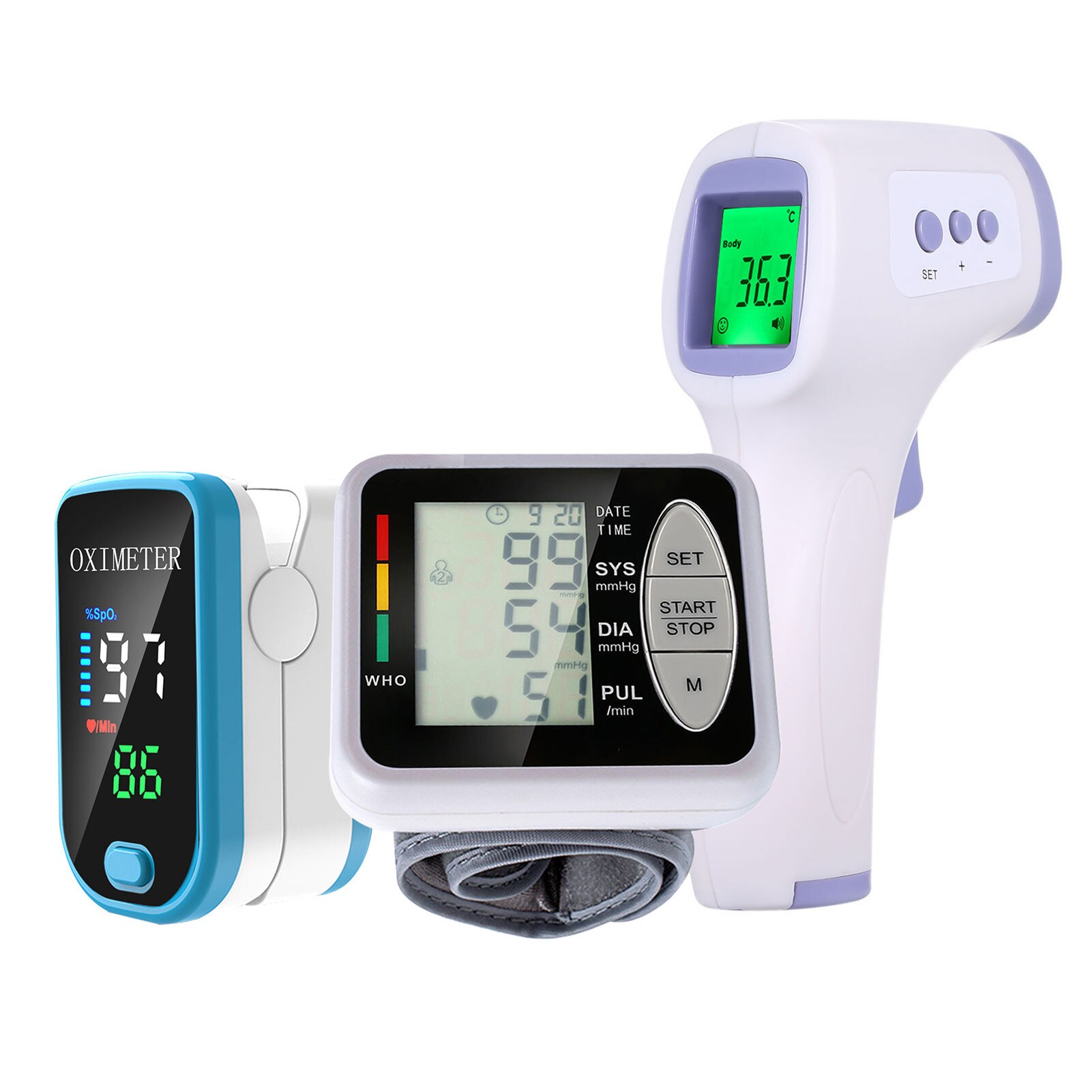 Oxymetre Oximetro Pulse Oximeter Blood Oxygen Monitor Pulse Oxygen Saturation Monitor Pulsoksymetr Thermometer Sphygmomanometer: Type 2