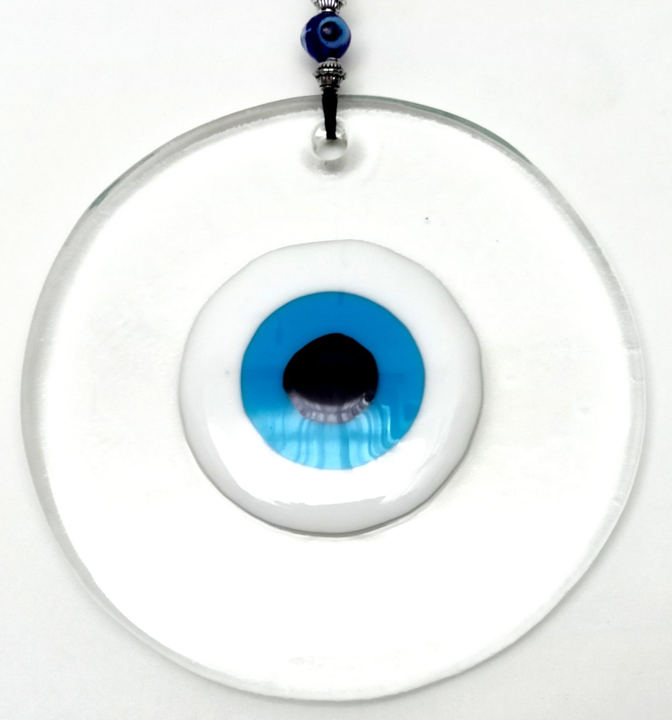 Handgemaakte Transparante Muur Ornament Met Blauw Glas Boze Oog Kralen