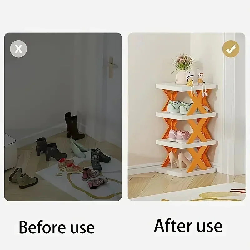 Narrow Shoes Rack, Small Vertical Shoes Stand, DIY Shoes Storage Organizer Rack, Easy Assembly&Space Saving Shoe Rack