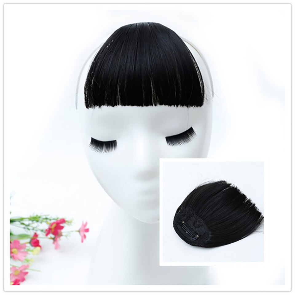 Difei stump pannelugg klips hårpynt svart brun syntetisk pannelugg hair extensions ansikt pannelugg hår for kvinner