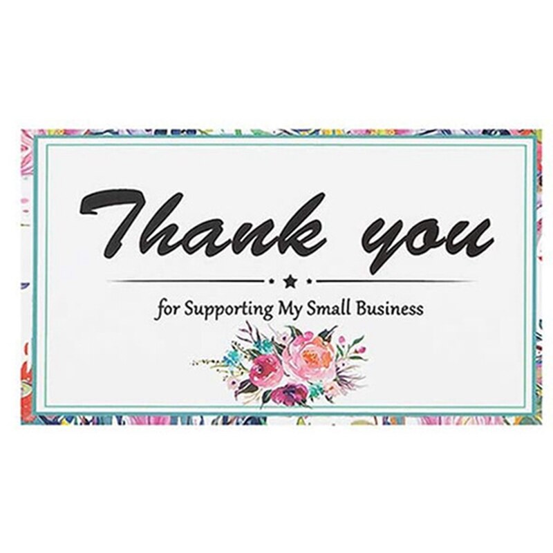 50Pcs/set Thank You for Supporting My Small Business Thank You Cards Paper Thanks Greeting Card for Bake Flower Store 9*5cm: H03