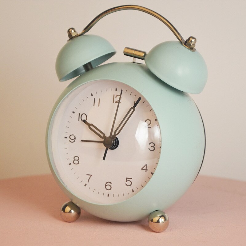 Mini Alarm Clock Electronic Round Number Double Clock Room Home Decoration Decoration Desk Table Cute And Durable: Japanese green