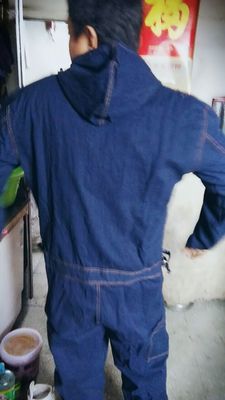 Plus size til 6xl vinter mænd denim arbejdsoveralls mandlige arbejdstøj uniformer tøj hættetrøjer til arbejder reparatør 101303