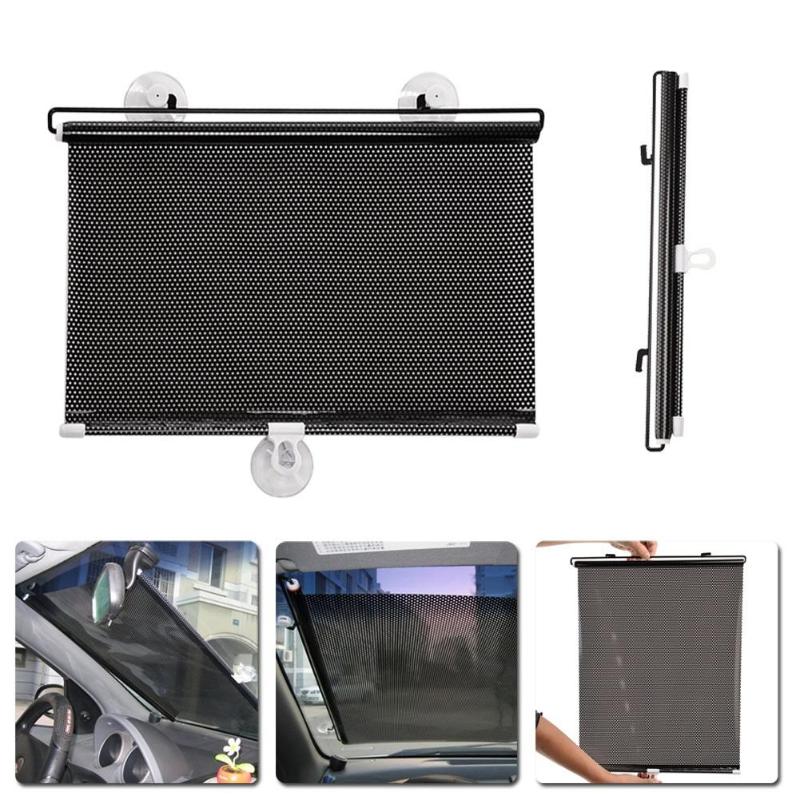 40x60 cm Intrekbare Auto Auto Side Window Zonnescherm Gordijn Voorruit Zonnescherm Shield Cover Mesh Solar Beschermen Voor voorruit