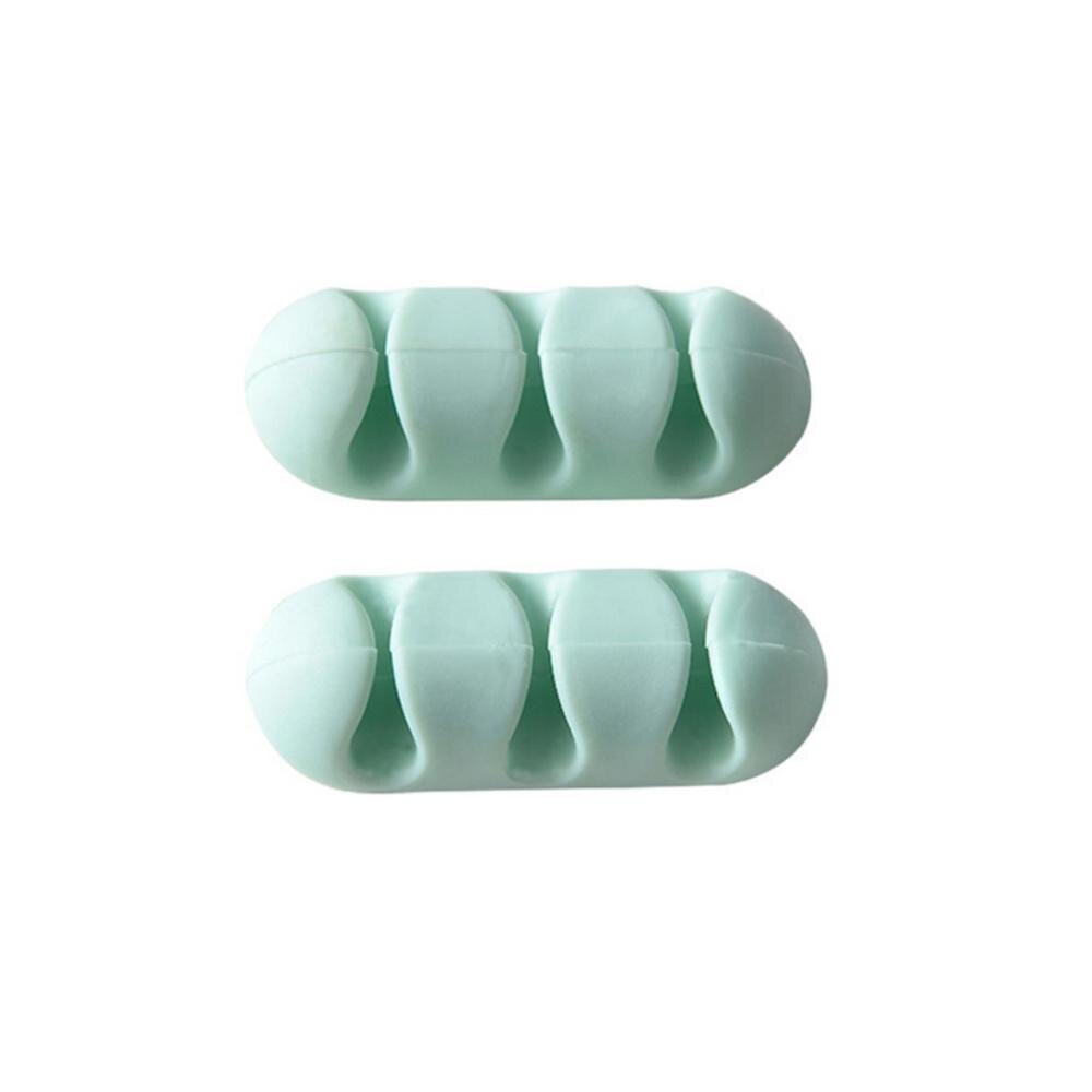 2Pcs/set Desktop Cable Winder Organizer Self-adhesive Wire Clips Tie Holder Data Lines Fixed Clamp Home Desktop Organizer: Green