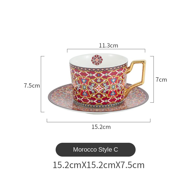 Tasse à café marocaine en céramique, petite tasse et soucoupe de luxe, Style européen, maison, thé, fleur: style 6
