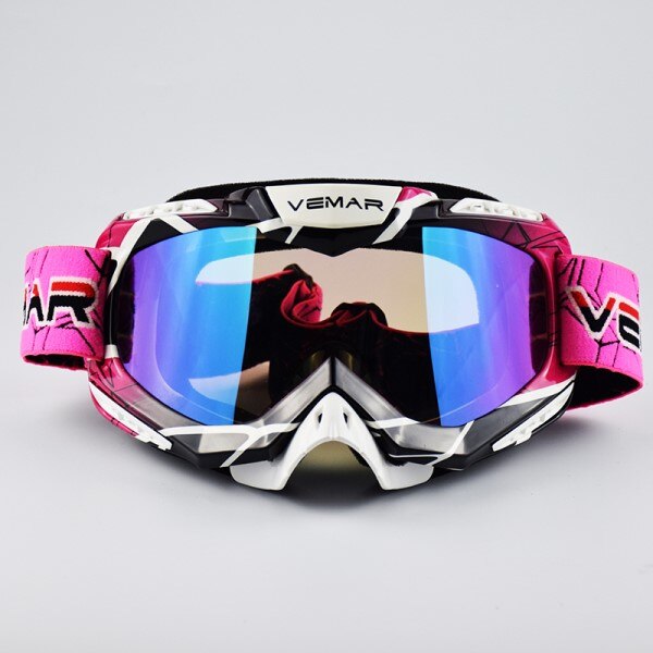 Vemar Motorbril Ski Bril Motorcross Bril Brillen Snowboard Bril Moto Motorbike Dirt Bike Kleurrijke Lens: Roze