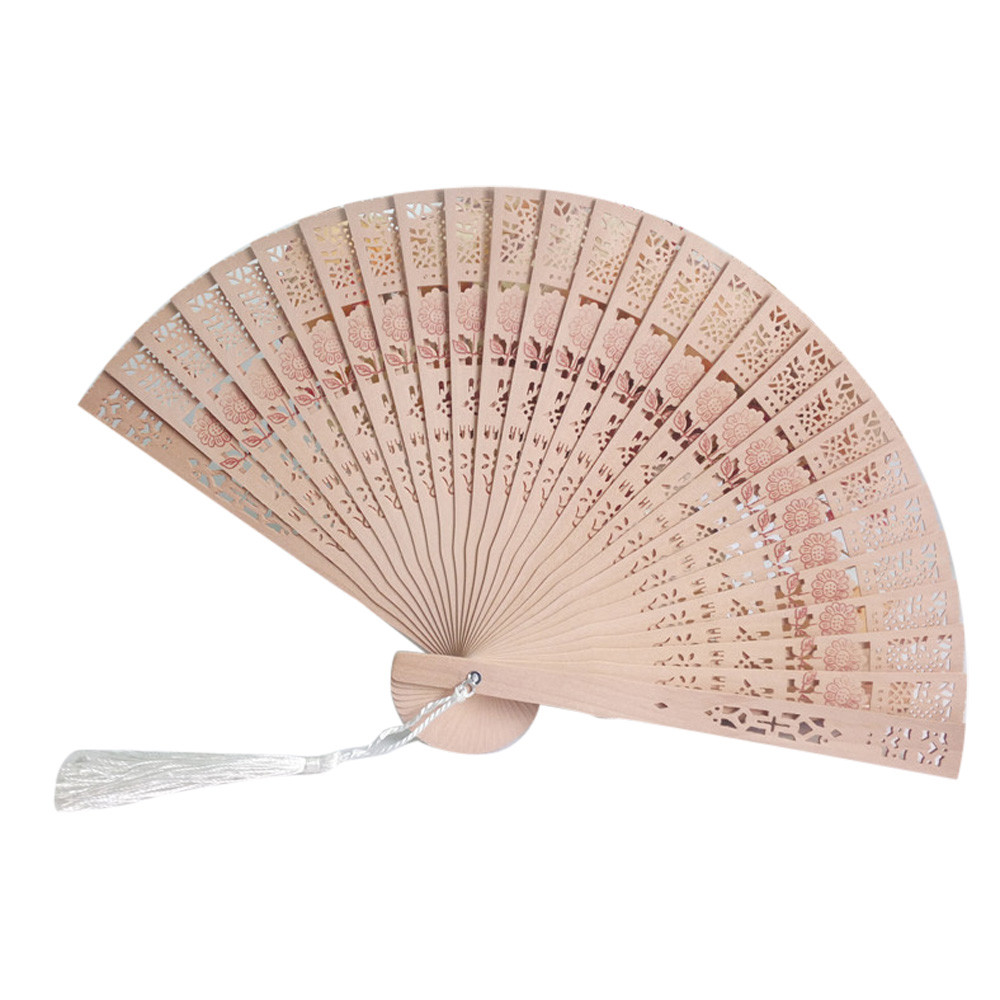 Wedding Hand Fragrant Party Carved Bamboo Folding Fan Chinese Style Wooden Hand Fan Ladies Fans Abanicos Para Boda G815: M