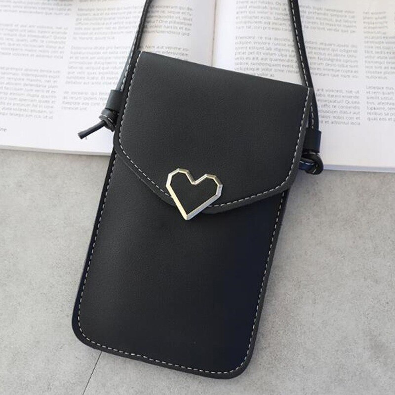 Bandolera de cuero para mujer, Mini bolso para teléfono móvil, bandolera para estudiante, bolso de hombro pequeño: Black  Type 4