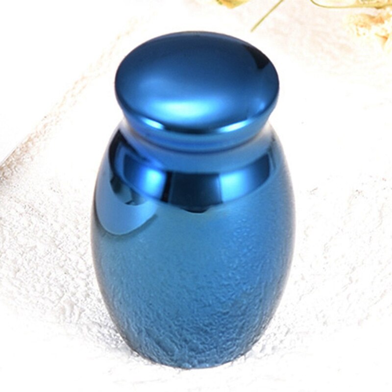 Blauwe as-herdenkingssteen voor huisdieren, liefdeshart, engelen vleugels, mini-urn, as-houder, as-urn, rouwcontainer, pot