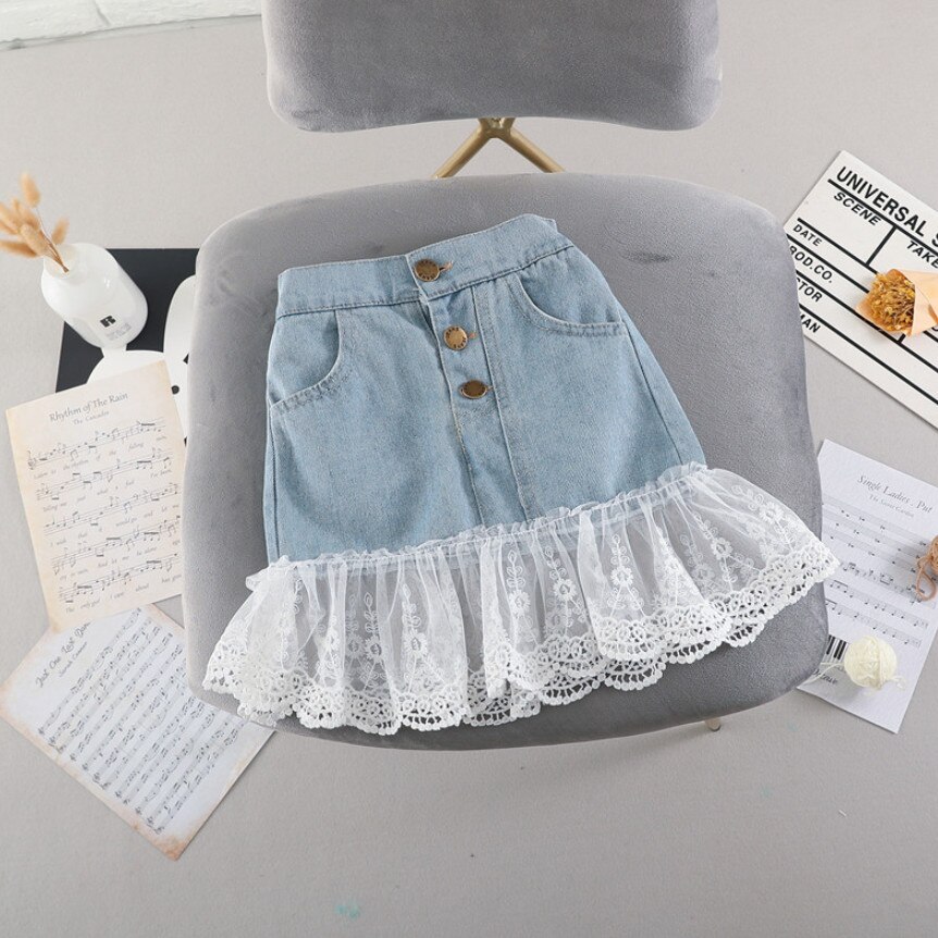 Barboteuse Fille En Denim Coton - Salopette été - Taille 3T à 7T - Lavable En Machine
