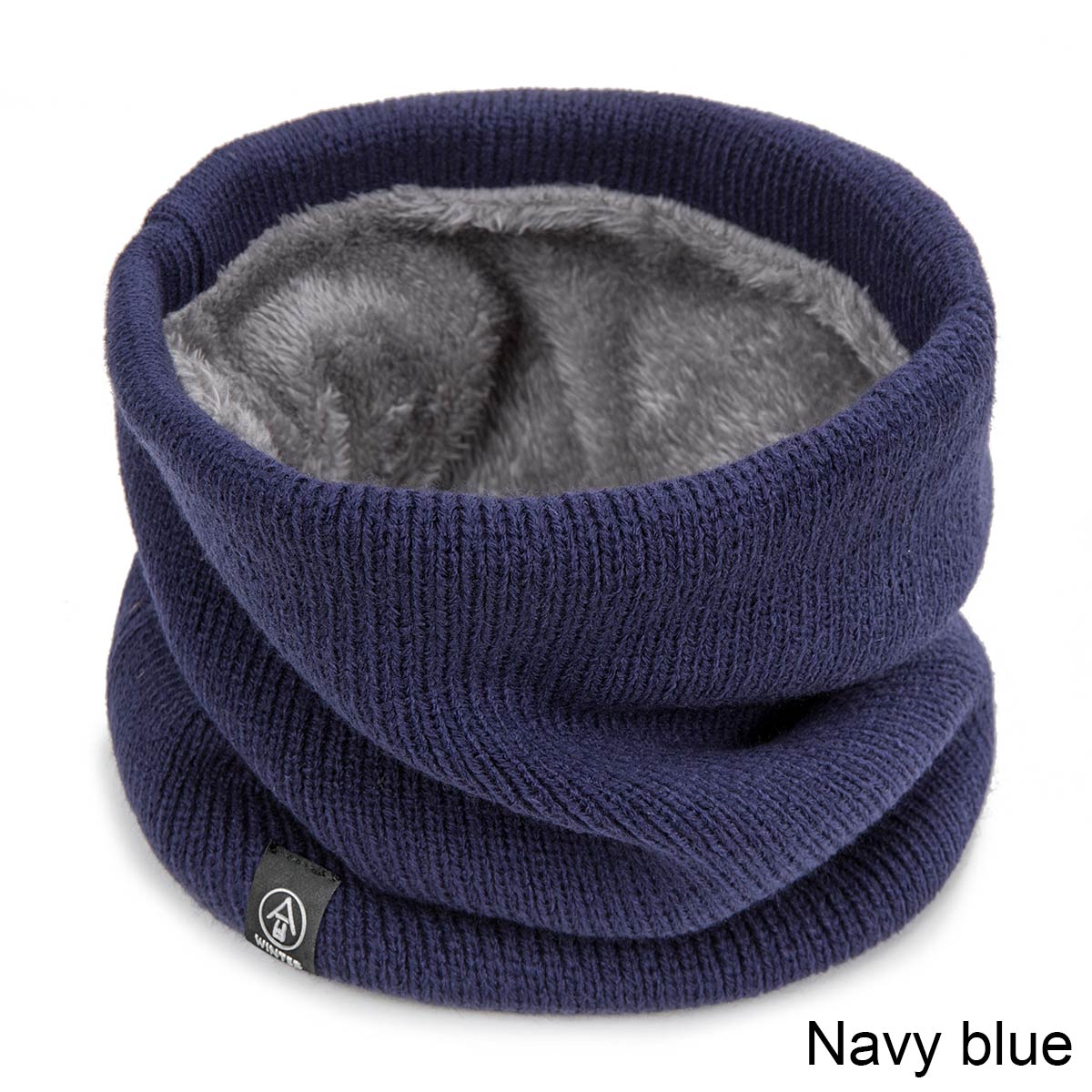 Mltbb Casual Vrouwen Winter Sjaal Gebreide Ring Sjaals Voor Mannen Effen Kleur Dikke Warme Sjaal Unisex Mode Halsdoek kids: Navy blue