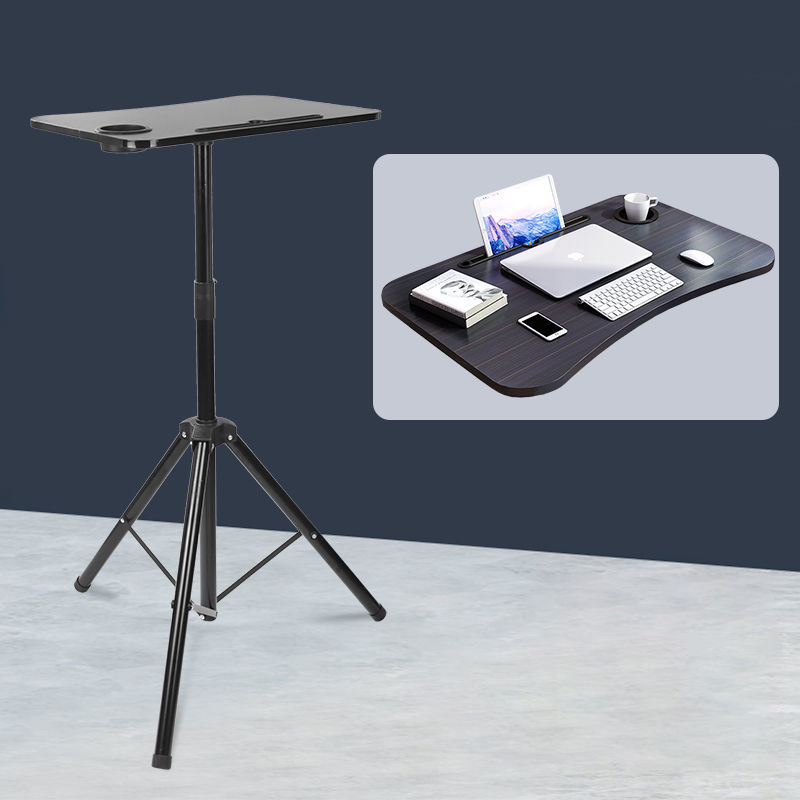 Soporte portátil para ordenador portátil de 1,8 M, escritorio plegable para ordenador, altura ajustable, trípode estable, mesa de estudio de discurso para cama, sofá de pie: Gris claro