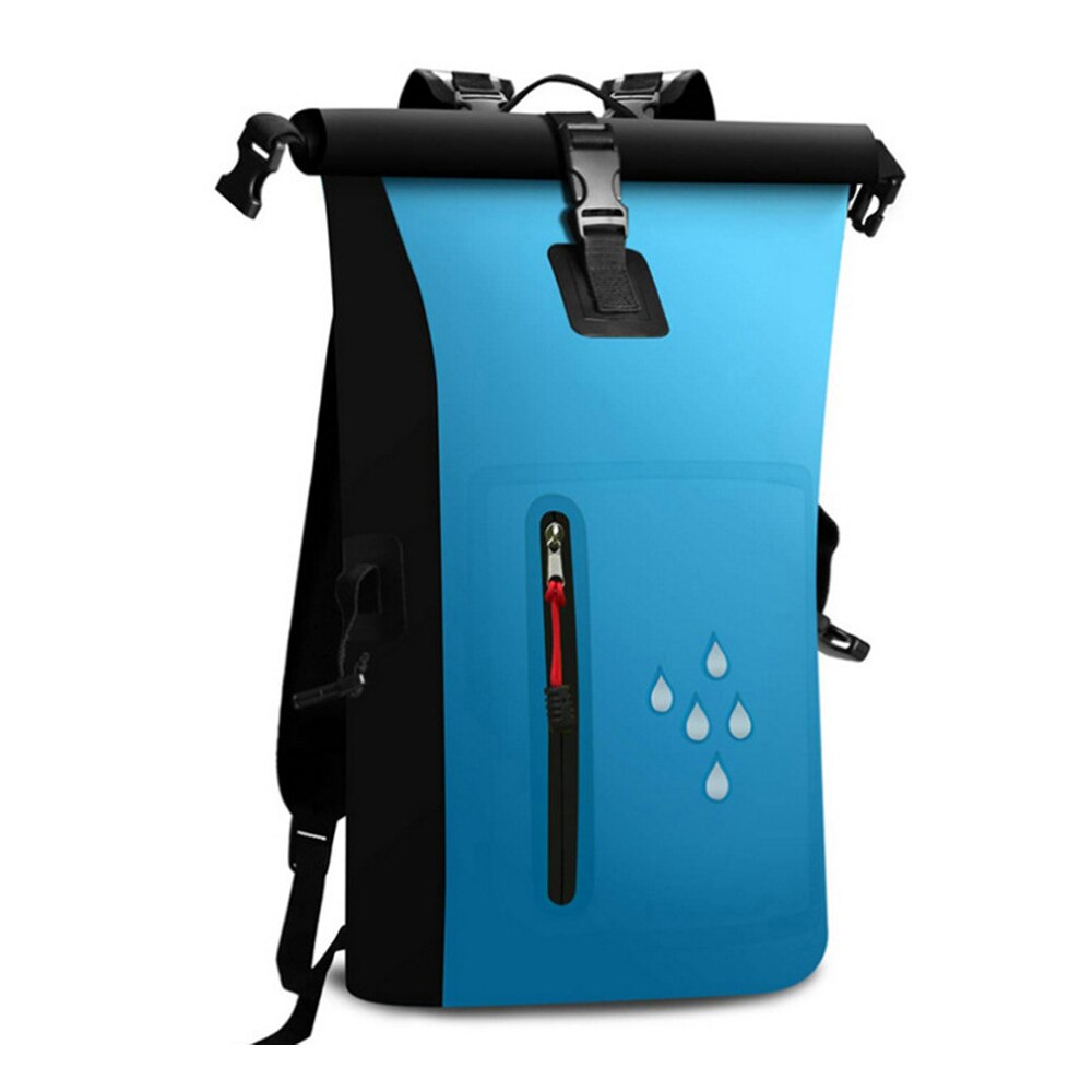 Mochila impermeable de PVC con doble hombro, impermeable, reflectante, impermeable, para pesca: Blue