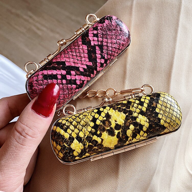 Bærbar leppestiftveske for kvinner mini lyst mønster fest dekorative skuldervesker serpentine cross body myntvesker  jd03141