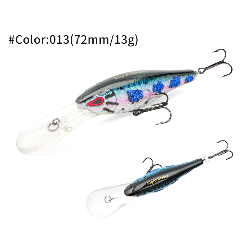 MSEASFREE Señuelo de pesca flotante Minnow, cebo duro Artificial, sonajero de 72mm y 13g, Wobblers de agua dulce para Lucio, aparejos de pesca: Castaño