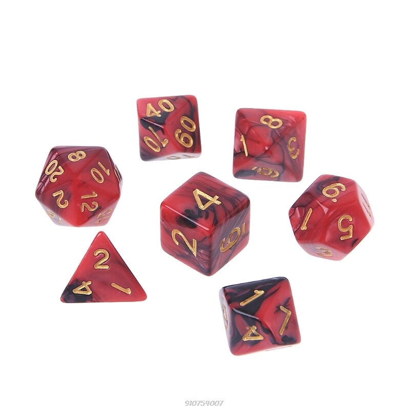 7 pz/set dadi acrilici poliedrici dadi per TRPG gioco da tavolo D4-D20 F25 21 commerci all'ingrosso: Red