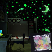 100 stks/set Night lichtgevende Moon Star Stickers Light Up Glow In The Dark voor Baby Kids Slaapkamer Decor Xmas Halloween