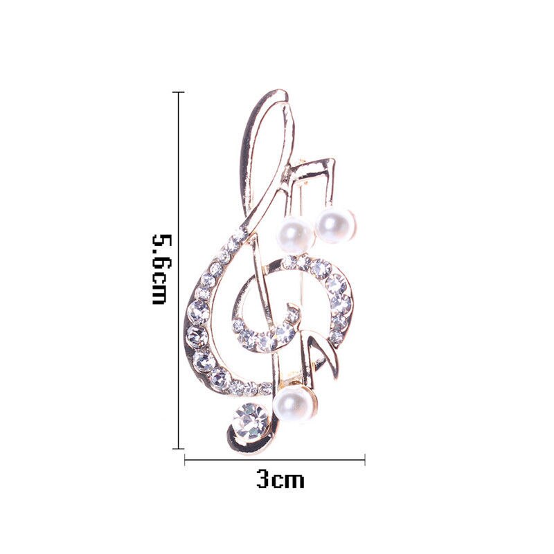 Frauen Strass Musik Hinweis Schal Brosche Rose Gold Violinschlüssel Stift Schmuck