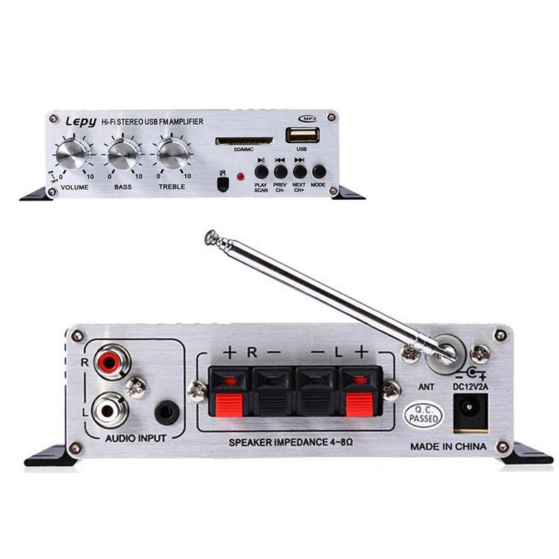 Car Amplifier Remote Control USB FM Small Amplifier Motorcycle Small Power Amplifier 2x15W RMS 2Inch Output Power Amplifier