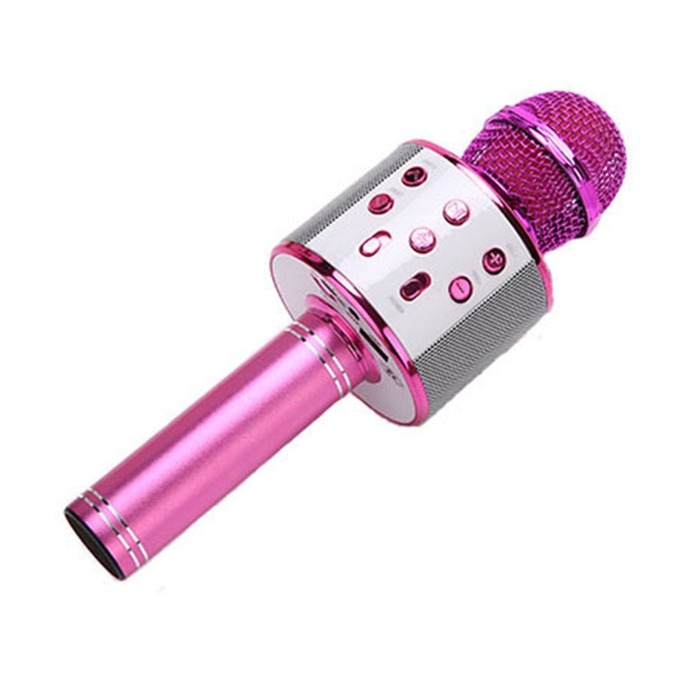 KTV Wireless Karaoke Microphone Bluetooth Handheld Portable Speaker Home KTV Player with LED Lights Christmas Birtay Home Party: Pink