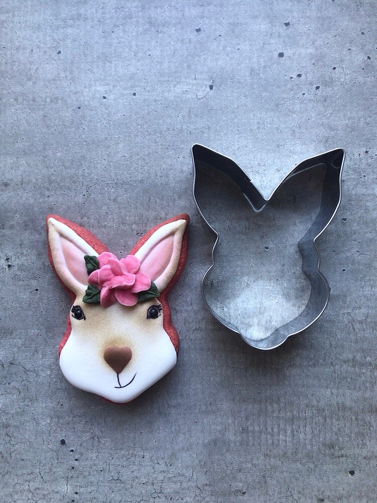 KENIAO Spring Easter Bunny Face Cookie Cutter 8.8*7.3cm Biscuit Fondant Pastry Sandwich Mold Stainless Steel Large Cooki Mold