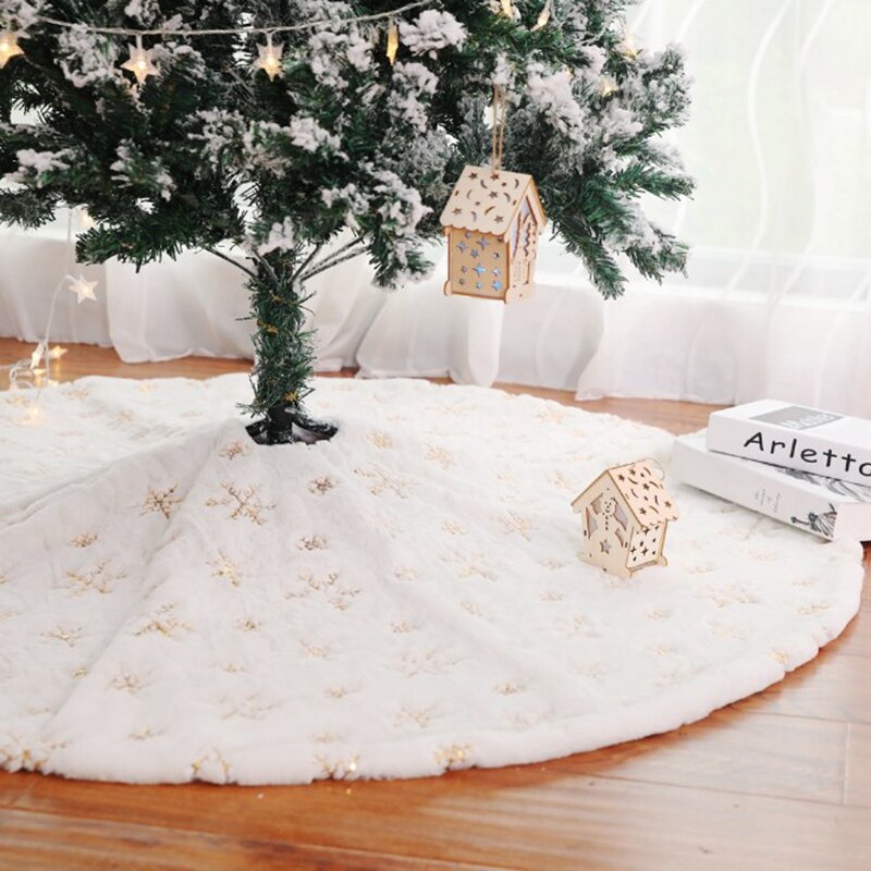 Wit Pluche Sneeuwvlok Kerstboom Rok Kerst Decoraties