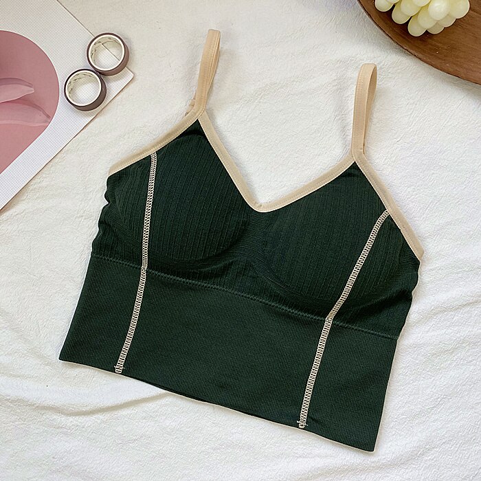 Camisole voor dames, camisole voor dames, v-hals, colorblock spaghettibandjes, vest voor dames, tanktops, crop top, franse chique dameskleding