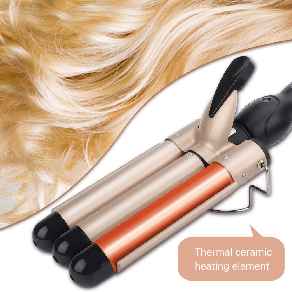 Prancha modeladora de cachos profissional, aparelho de ferro e cerâmica para encaracolar e ondular o cabelo, modelador de cabelos com três cilindros