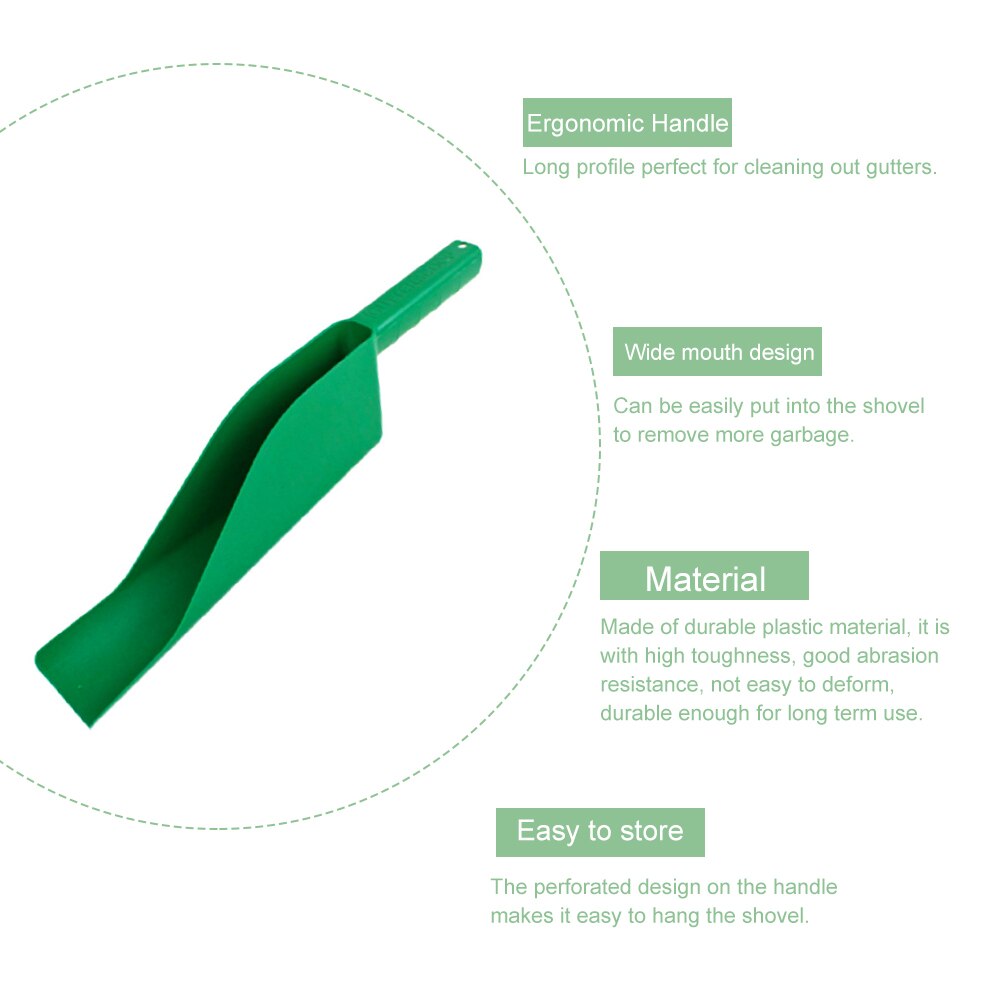 Pala de limpieza de plástico para drenaje de canalones, mango ergonómico para el hogar, con hojas caídas de boca ancha, herramienta multifuncional antideslizante para jardín