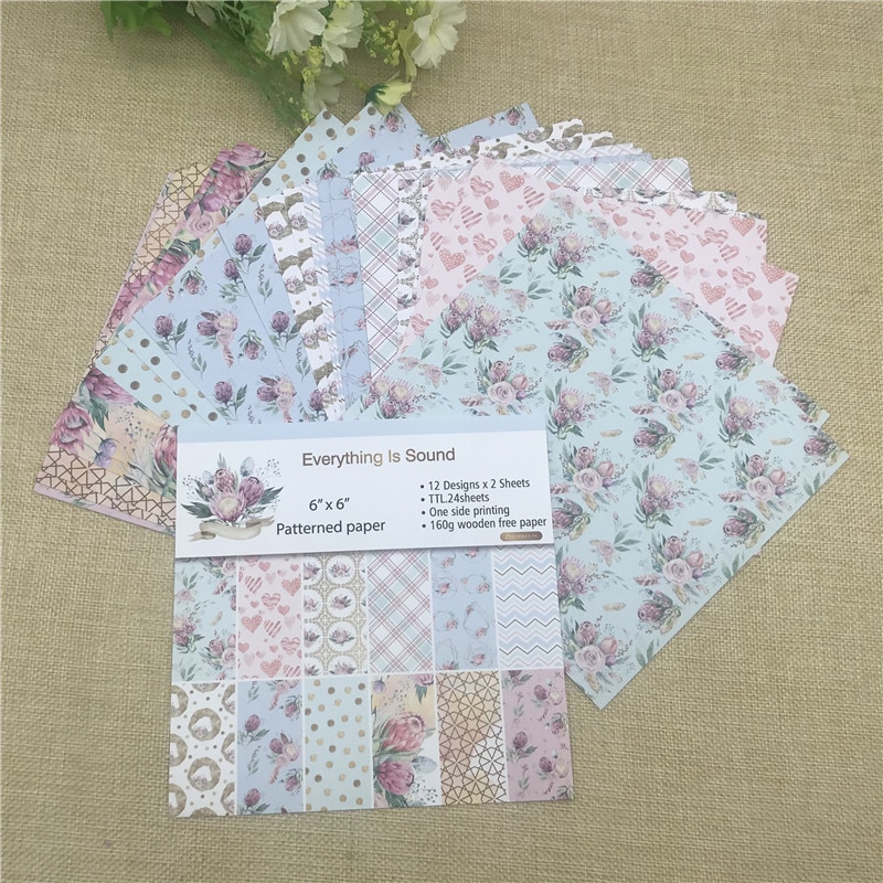 24 sheet 6"X6" Everything is sound the flower patterned paper Scrapbooking paper pack handmade craft paper craft Background pad