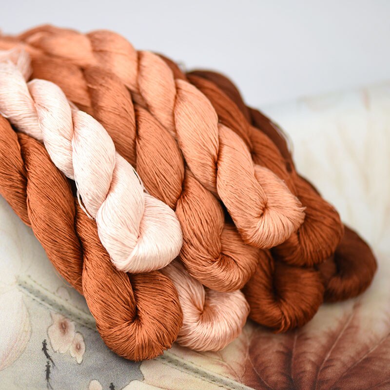silk embroidery thread / 100% silk thread /hand embroidery embroider cross stitch/ reddish brown/8 gradient colors