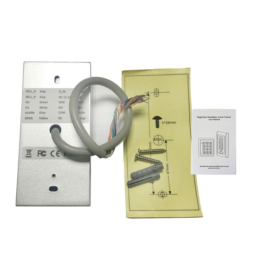 Waterproof Metal 125KHZ Access Control Keypad With 8000 Users+10 Key Fobs For RFID Door Access Control System