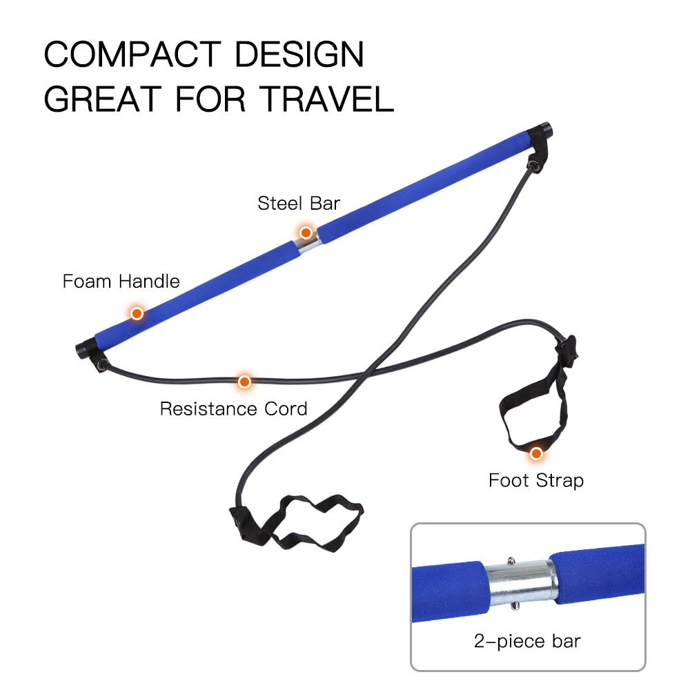 Portable Pilates Bar Kit Resistance Band Muscle Toning Bar Home Gym Pilates Body Workout fitness equipment