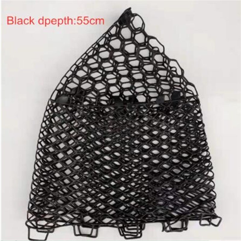 Rubber Fishing Net DIY Material Large Mesh not Hurt Fish Fishing Gear Accessories White Transparent Hand Nets: Black dpepth 55cm