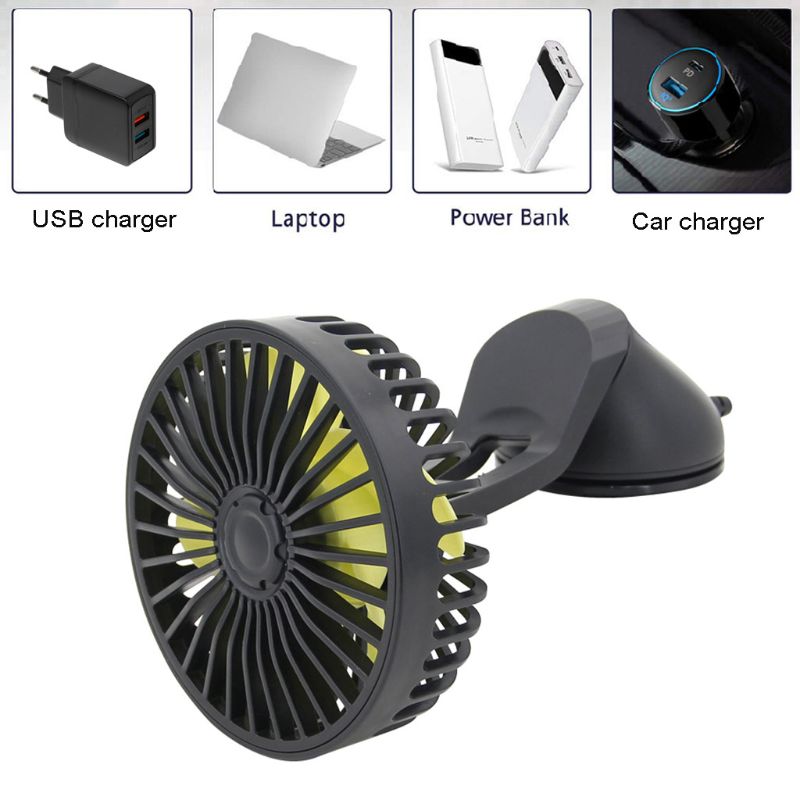Universele Zuignap Enkele Kop Usb Auto Fan Drie Snelheidscontrole Air Cooling Usb Ventilator Voor Truck Suv Boot Kantoor thuis
