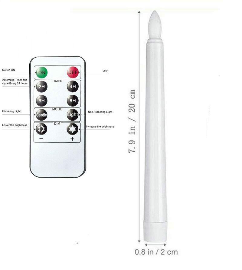 Remote controlled LED Taper Battery Operated Candle Light with Timer function Wedding Christmas Home Bar party Lighting-Amber