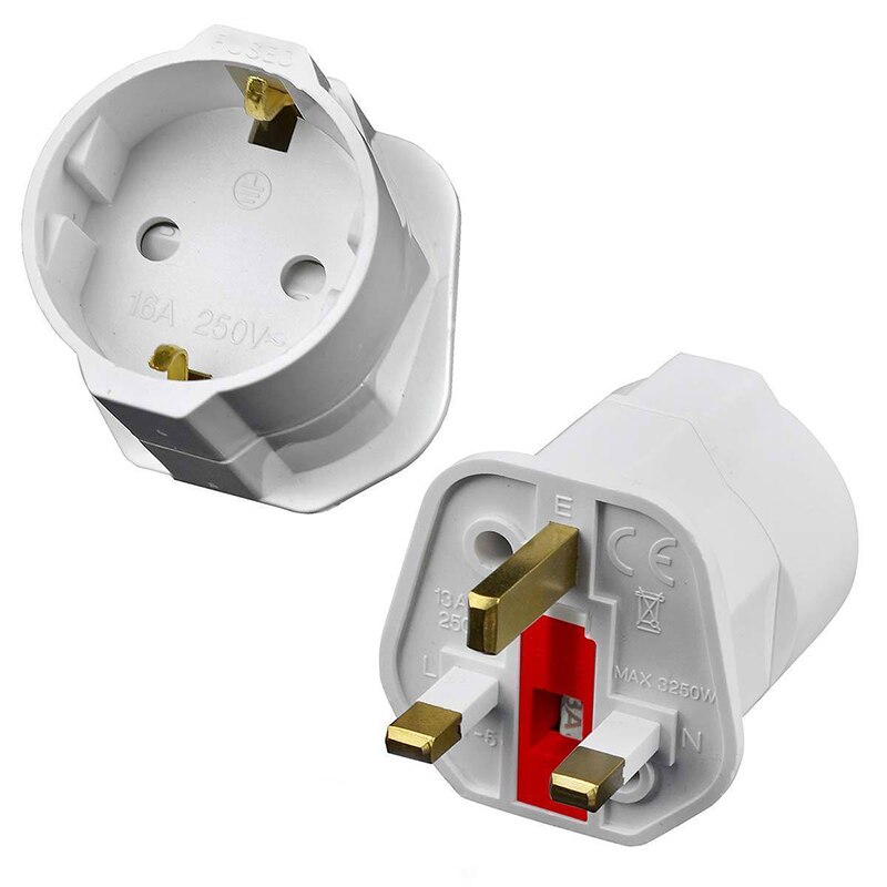 EU Euro 2 Pin naar UK 3 Pin Plug AC Universele Adapter Travel Converter Europese 250V 16A Travel Adapter