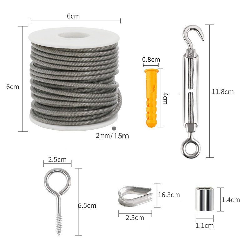 Cable Wire Rope Hooks Kit, PVC Coated Fence Hooks For Lights, Stainless Steel Garden Wire Pergola Kit For Picture Wire