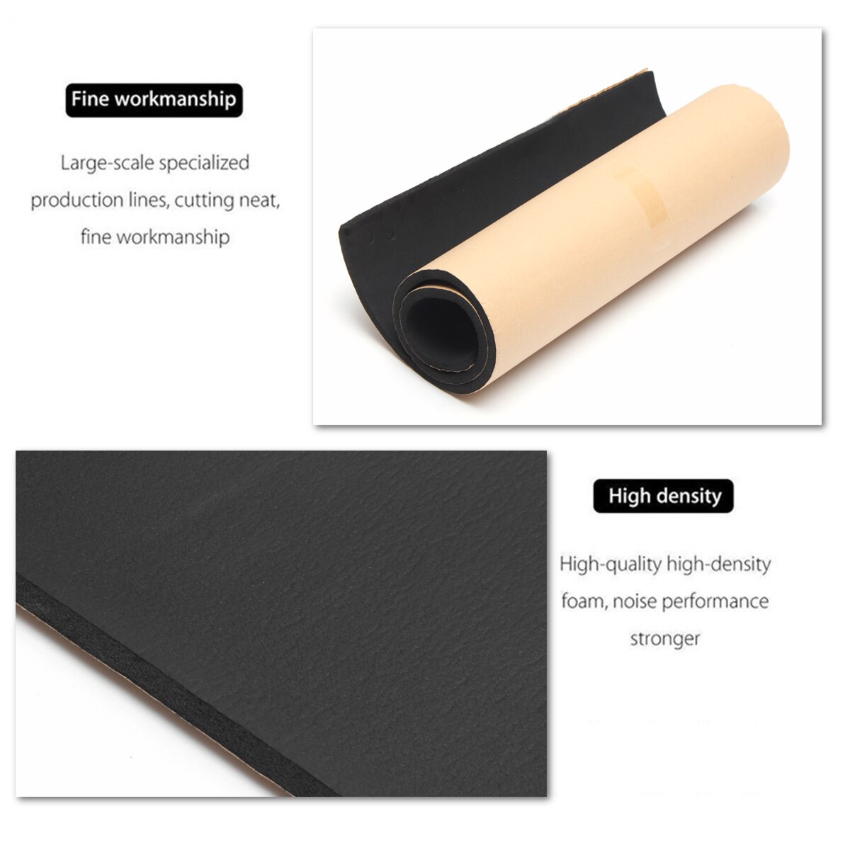 1m x 50cm x 10mm Black High Density Self Adhesive Closed Cell Foam Sheets Soundproof Insulation Thermal Waterproof